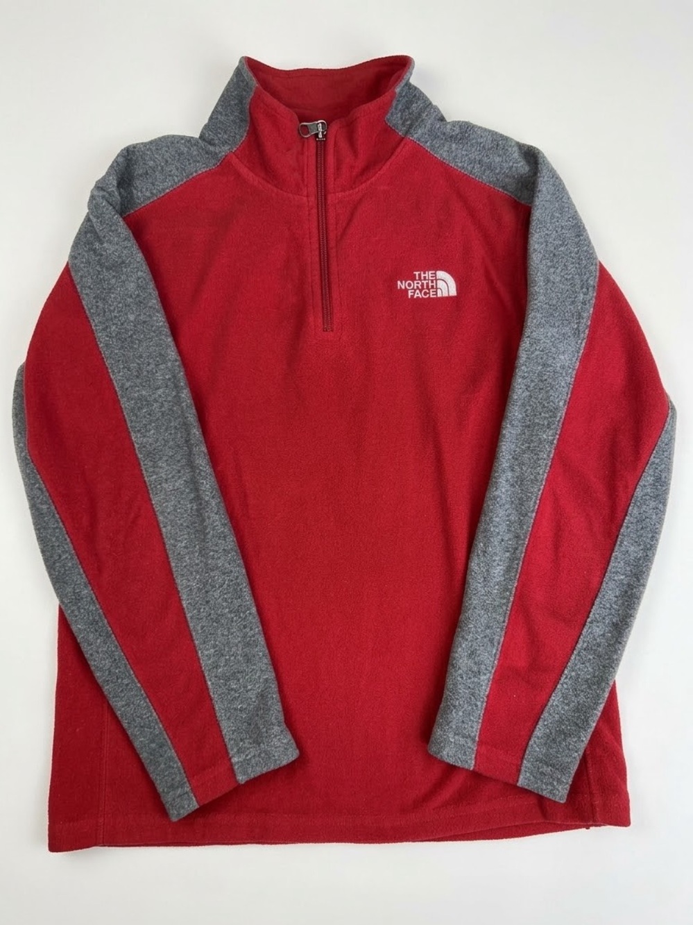 The North Face Boys Red and Gray Half-Zip Fleece Pullover M\M
